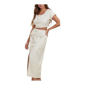 L’ATISTE by Amy Pearl Trim Tweed Two-Piece Skirt Set – NWT Size Medium